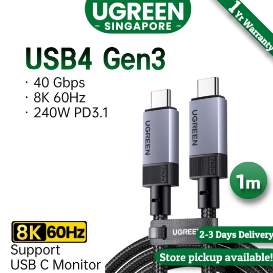 UGREEN USB C to USB C Cable, USB 4 GEN3 40 Gbps Cable, 8K 60Hz Video Cord, 240W PD3.1 Type C Fast Charging Compatible with USB-C Monitors, MacBook Pro, iPad Pro, iPhone 16 Pro Max, 1M
