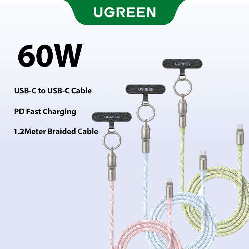 UGREEN Hands-Free Crossbody Phone Lanyard Charging Cable [60W High-Speed / 1.2m] Anti-Theft Wearable Type-C Neck Strap - Ultimate Travel Essential