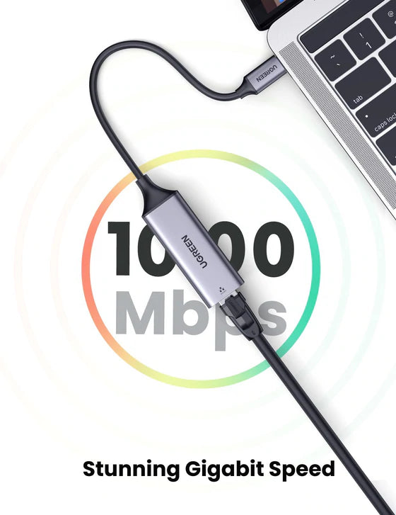 UGREEN 50737 USB Type C to 10/100/1000M Ethernet Adapter (Space Gray)