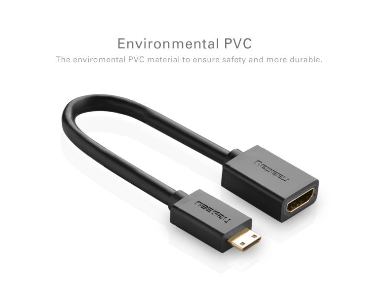 UGREEN 20137 20cm Mini HDMI Male To HDMI Female Adpter Cable