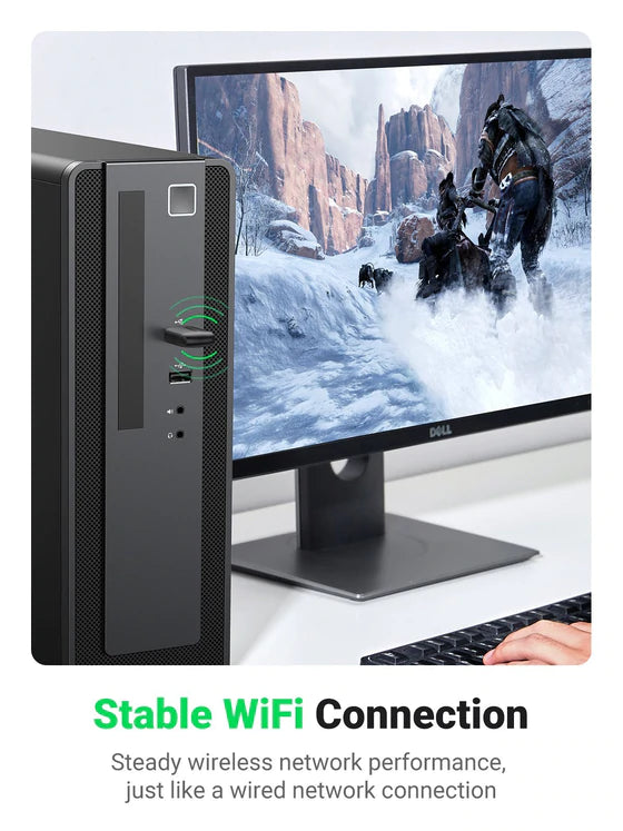 UGREEN WiFi Adapter AC650 5Ghz 2.4Ghz Dual Band Wireless USB Dongle Bulit-in Antenna for PC Desktop Laptop Compatible with Windows 11 10 8.1 8 7
